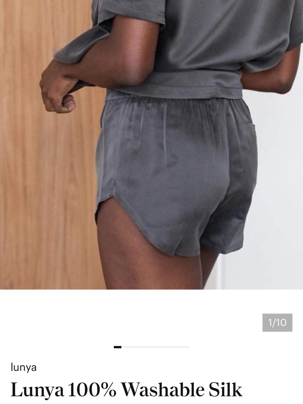 lunya Washable Silk Athletic Shorts — Eclipse Gray